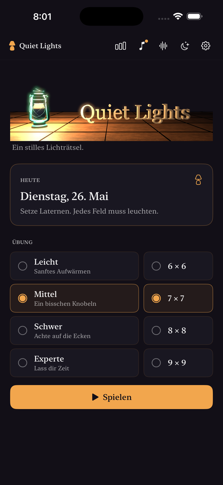 Home screen with the daily puzzle