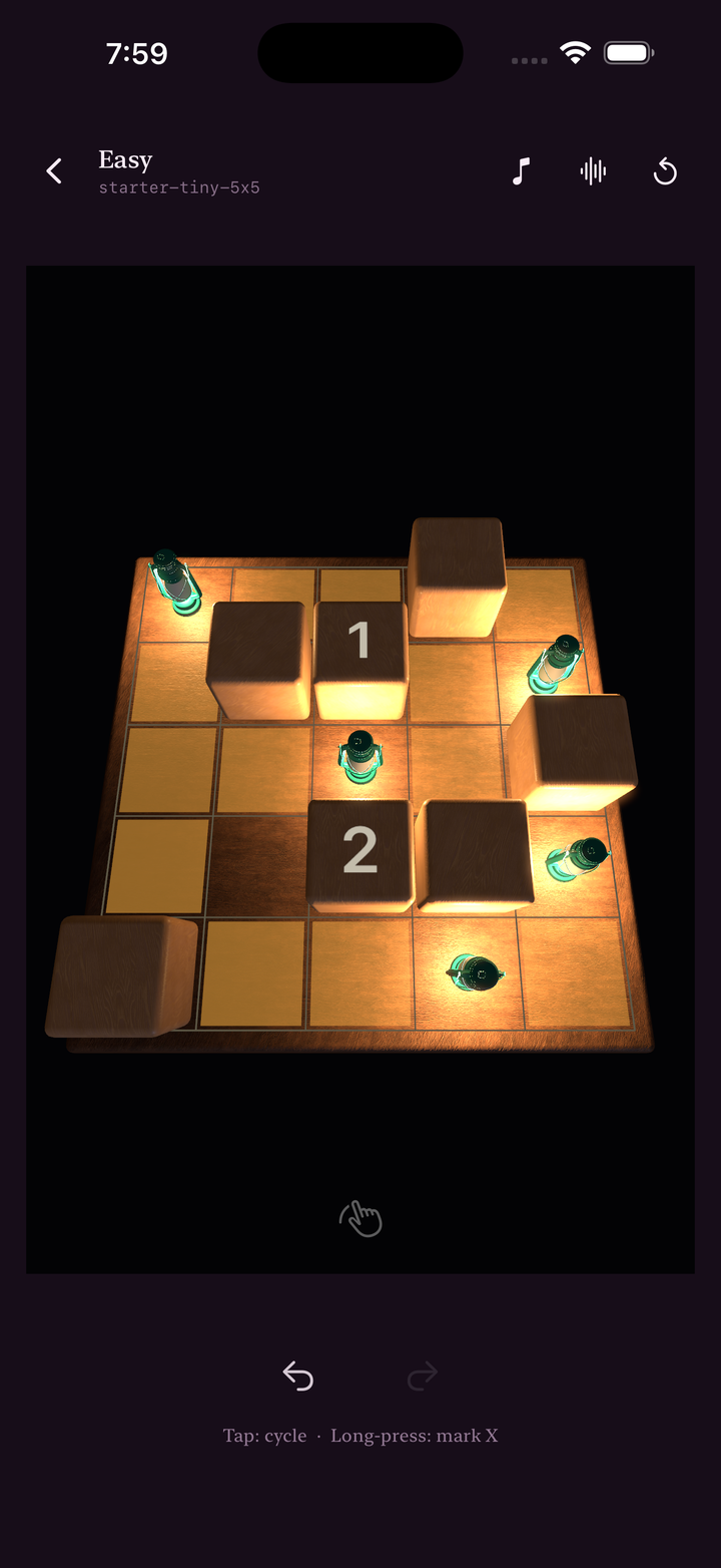 A lit puzzle board