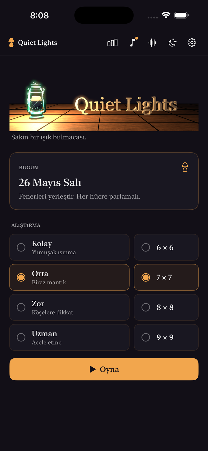 Home screen with the daily puzzle